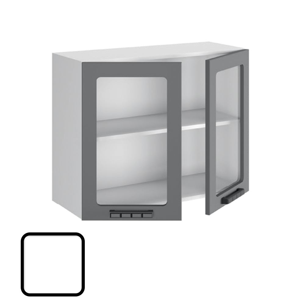 Шкаф навесной СОФИ-2, со стеклом ВС800 Белый Софт (626х800)