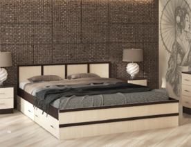 Кровать Сакура 1800 с ящиками (Венге-Лоредо)