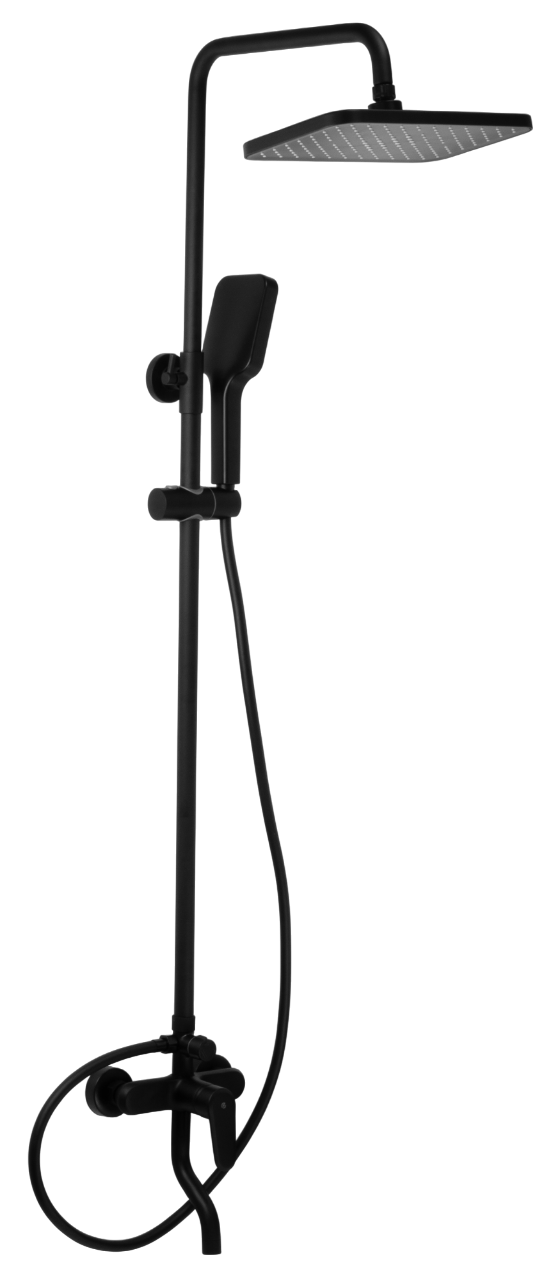 Душевая система SANTREK AQUA-1210 "PRESTIGE" (SAP-1210)  шар. d-35 с верхним душем и смесителем (черный)