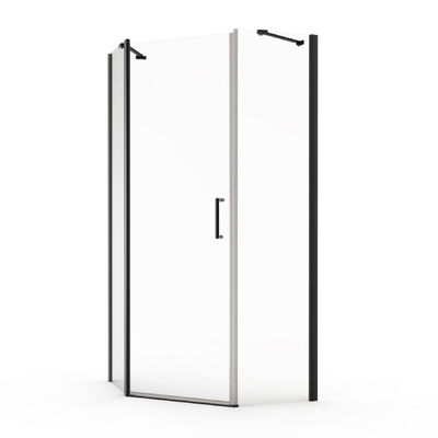 Душевое ограждение SANTREK AQUA Luna- PNT-1000-C- Matt Black 1000*1000*1850 стекло Прозр. 5мм, профиль Чёрный