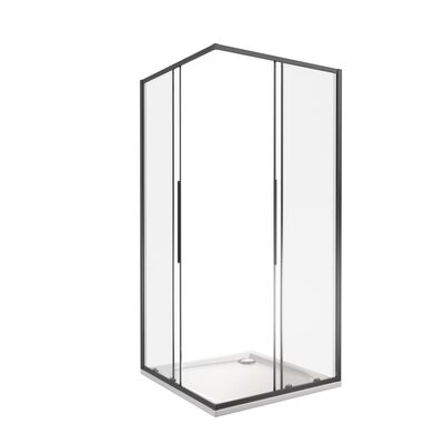 Душ.ограждение GOOD DOOR IDEA CR-80-C-B Г-образное, стекло Прозр 6мм профиль чёрн. (без поддона и автослива) ***