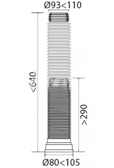 Слив для унитаза гофрированный АРМИРОВАННЫЙ ВП 4967, L290-640 мм