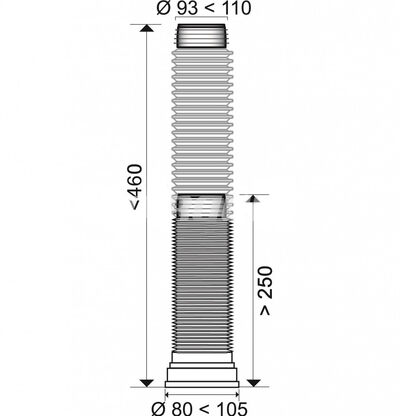 Слив для унитаза гофрированный ВП 4966, L250-460 мм
