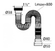 ВП 6244 Труба гибкая "МИНИ Элит" стандарт (1 1/2" - 40/50), L800 мм 