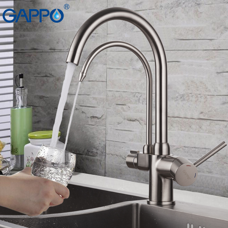 G4398-10 Cмеситель Кухня GAPPO d-35 c подключением фильтра питьевой воды (сатин)