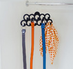 Вешалка для ремней и галстуков флокированная 30,5х20,5 см, 11 крючков, цвет чёрный   3601689