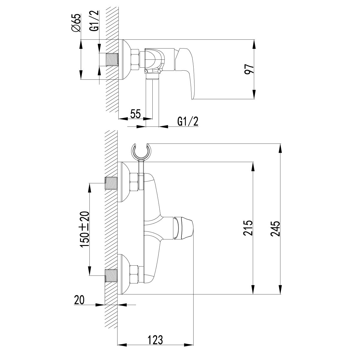 LM3318B Pramen Смеситель настенный с гигиеническим душем, бронза LEMARK