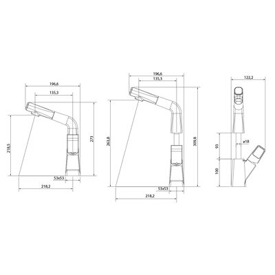 LM6008BL Soul Смеситель для умывальника/кухни, с вытяжным изливом, черный LEMARK