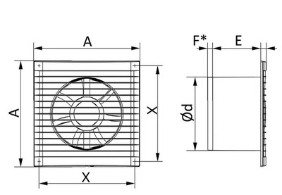 Вентилятор ERA D100 E 100 S C канальный осевой вытяжной с обратным клапаном, с антимоск. сеткой, декор. решетка 