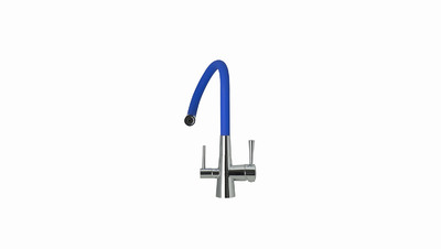 LM3075C-Blue Comfort Смеситель для кухни, с гибким изливом, с подключением к фильтру питьевой воды, хром/синий LEMARK