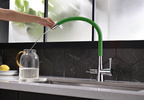LM3075C-Green Comfort Смеситель для кухни, с гибким изливом, с подключением к фильтру питьевой воды, хром/зеленый LEMARK