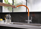 LM3075C-Orange Comfort Смеситель для кухни, с гибким изливом, с подключением к фильтру питьевой воды, хром/оранжевый LEMARK