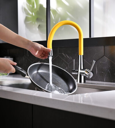 LM3075C-Yellow Comfort Смеситель для кухни, с гибким изливом, с подключением к фильтру питьевой воды, хром/желтый LEMARK