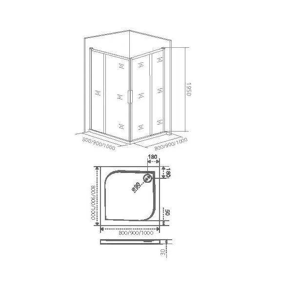 Душ.ограждение GOOD DOOR IDEA CR-90-C-CH Г-образное, стекло Прозр 6мм профиль хром (без поддона и автослива)