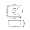 Мойка нерж врезная 500х500х200 т 3,0 САТИН R5050W подстольный монтаж (+ сифон )  AISI 304 MLN