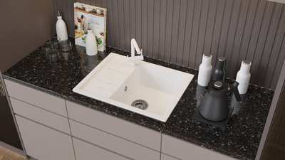 Мойка SANTREK AQUA PRO SQUARE SA-S650L чаша + крыло 650*500 мм (иней-321) (+сифон)