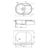 Мойка 9910055 LACHA 760 кухонная из кварцгранита, АНТРАЦИТ 760*500 овальная с крылом 1 чаша (крепеж, сливная арматура с переливом) LEMARK