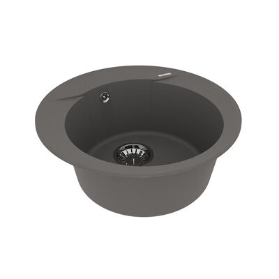 Мойка 9910005 SULA 500 кухонная из кварцгранита, СЕРЫЙ ШЕЛК круглая 1 чаша (крепеж, сливная арматура