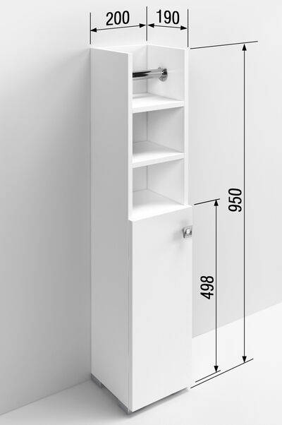 Притуалетный шкаф ПШ (с втулкой) SANTREK HOME "Виола" 1 дв. 2 ниши левый 200*950*190