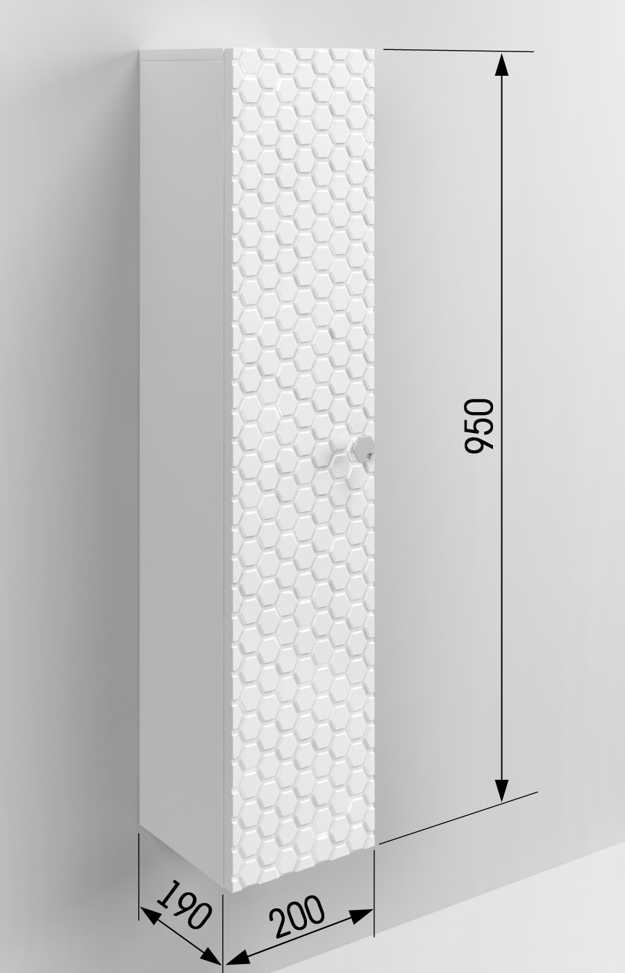 Притуалетный шкаф подвесной ПШТ (вертикальный) SANTREK HOME "Соната" 1 дв. белый правый 200*950*190