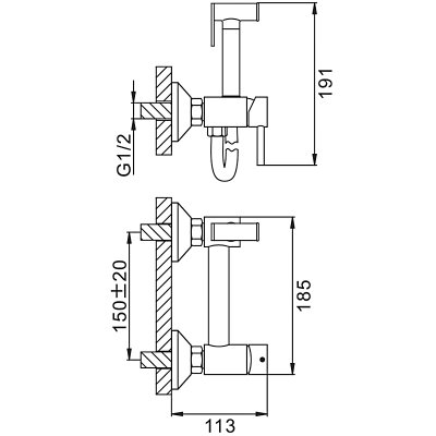 7503-4 Гигиенический душ FRAP со смесителем (латунь-бронза)