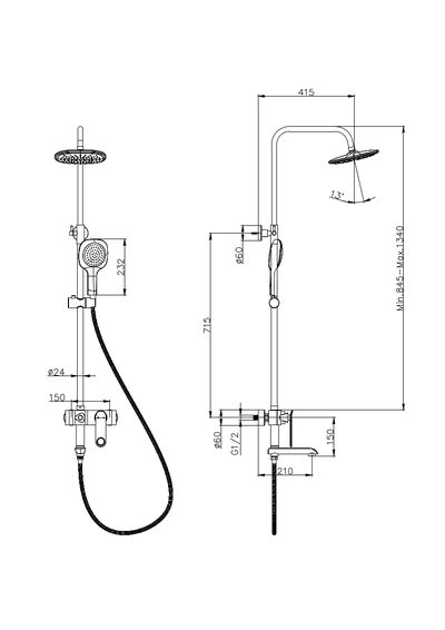 Душевая система RUSH Socotra со смесителем для ванны с поворотным изливом, хром (ST4235-20)