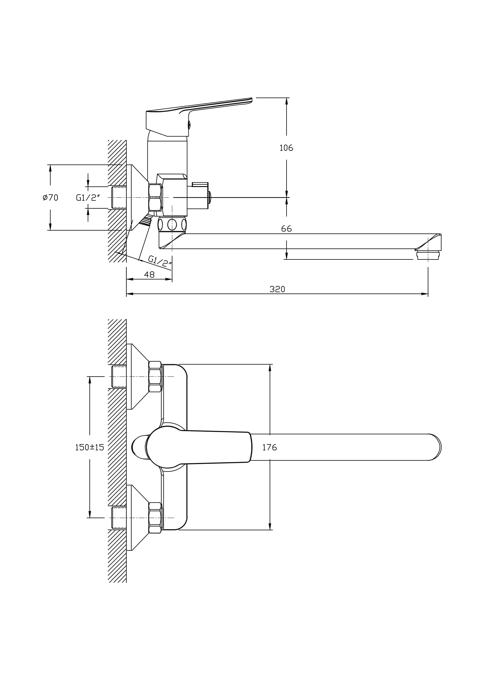 Смеситель для ванны с длинным поворотным изливом  RUSH Balearic (BA3935-51) ,(хром)