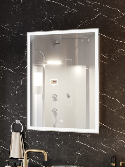 Зеркало-шкаф SANTREK HOME с LED подсветкой левое "ФЕНИКС" 500х800мм