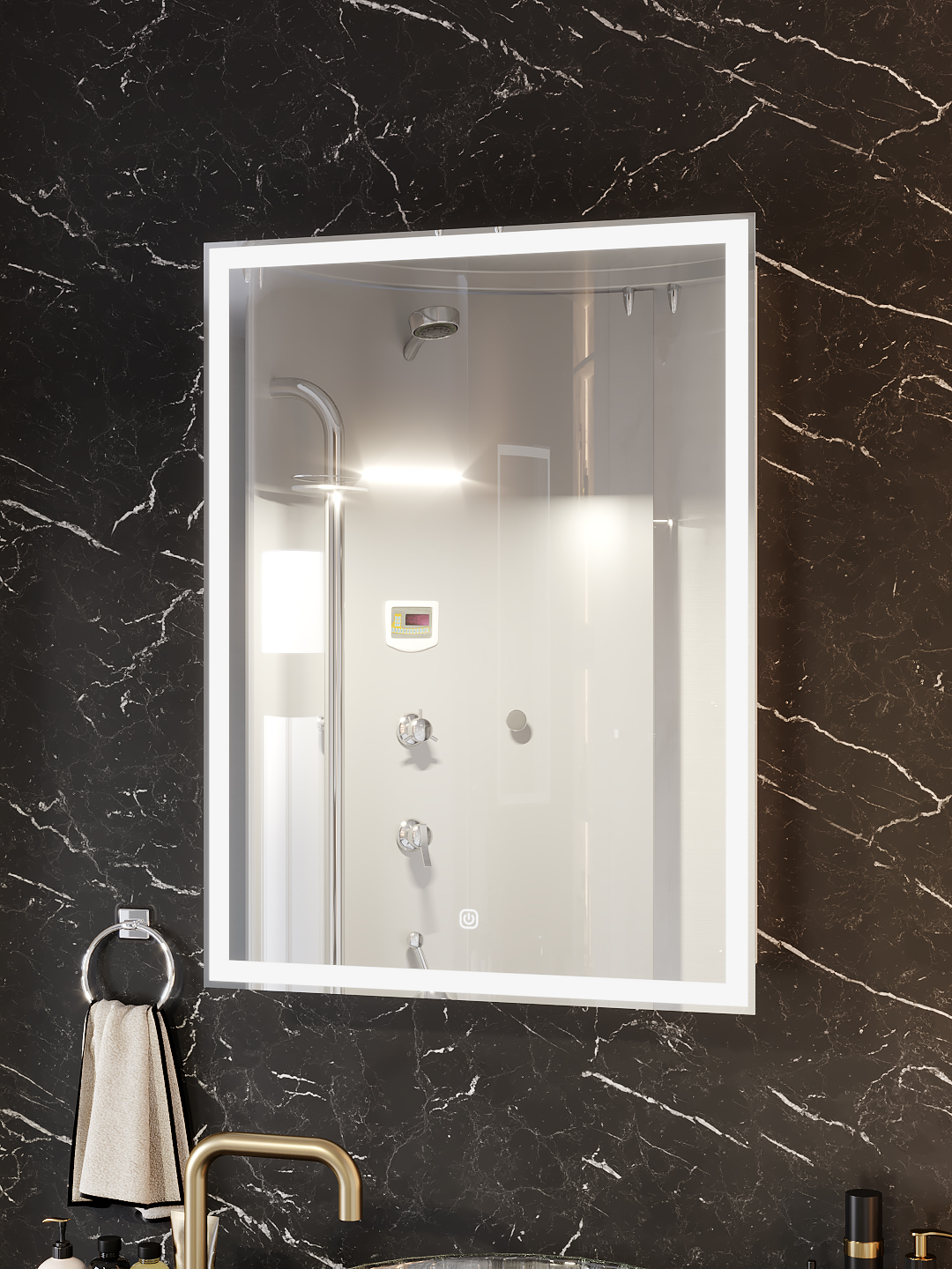 Зеркало-шкаф SANTREK HOME с LED подсветкой левое "ФЕНИКС" 600х800мм