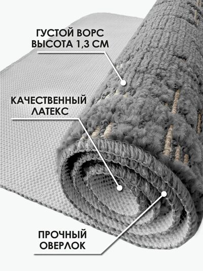 Коврик АРТ icarpet «Гранж» 60х100 серый с бисквитным 7