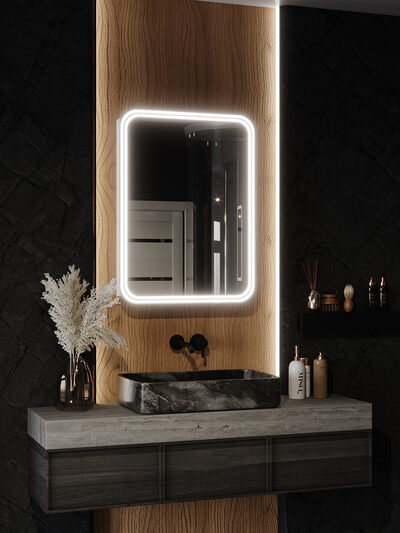 Зеркало-шкаф SANTREK HOME с LED подсветкой правое "ГЕРДА" 500х800мм