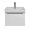 Тумба Lemark BUNO MINI 60 см подвесная, 1 ящик, (под ум. NEON 60 Дрея) цвет планки: Серый, цвет корпуса, фасада: Белый глянец LM05BM60T