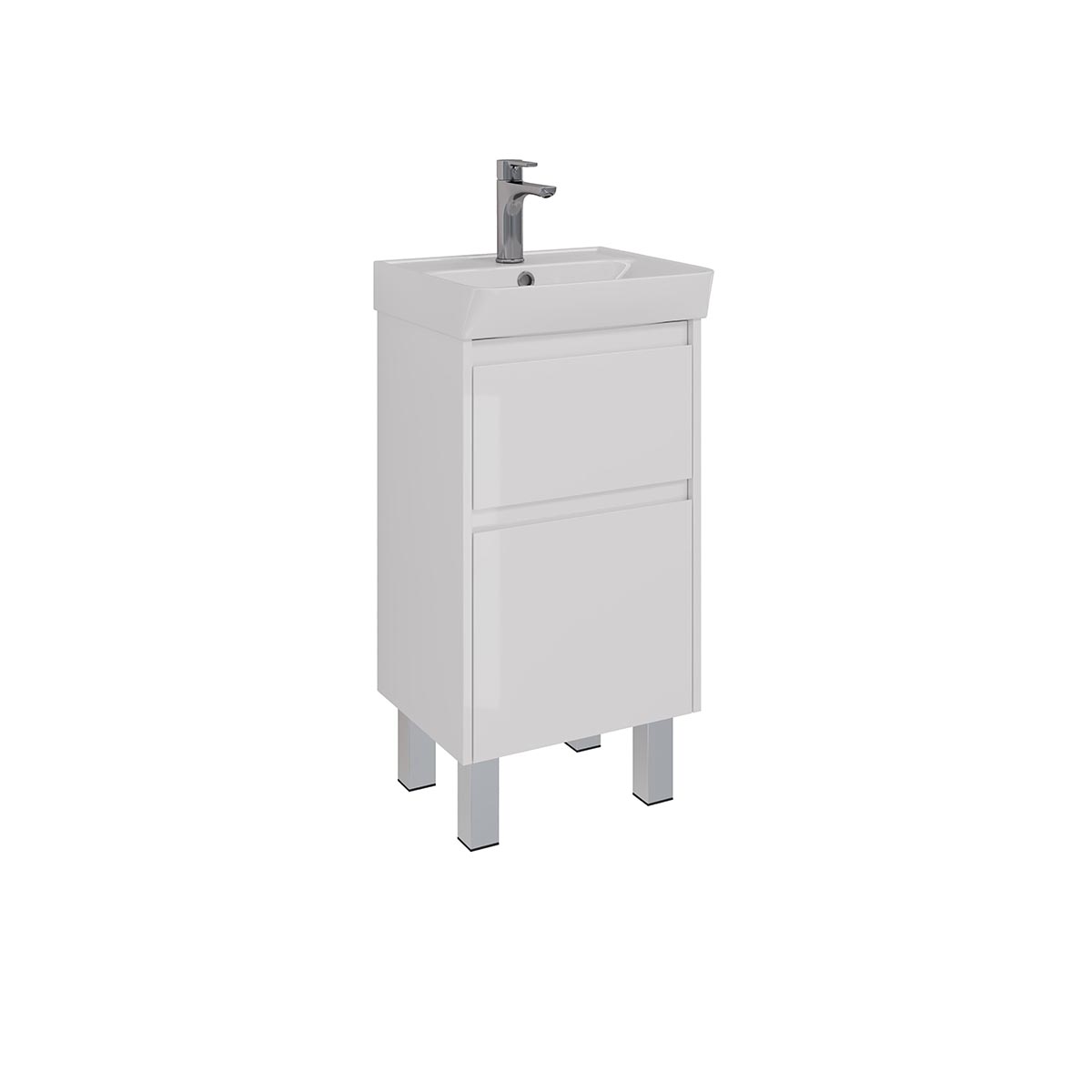 Тумба Lemark COMBI 45 см подвесная/напольная (под ум. NEON 45 Дрея), 2 ящика, цвет корпуса, фасада: Белый глянец LM03C45T
