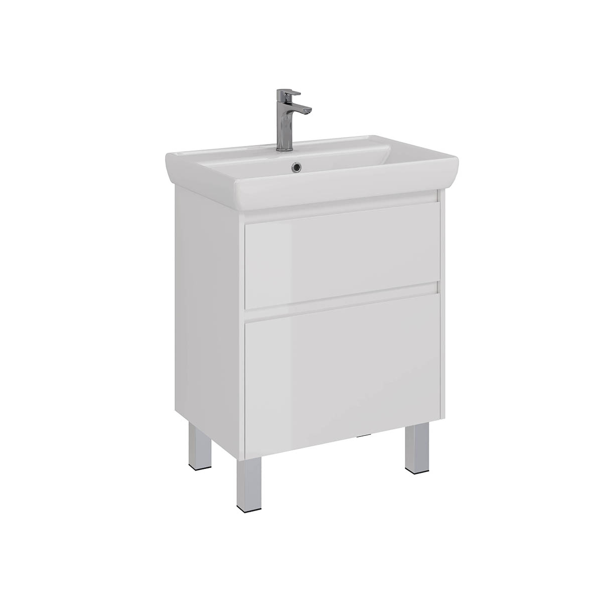 Тумба Lemark COMBI 70 см подвесная/напольная (под ум. Дрея Q70) 2 ящика, цвет корпуса, фасада: Белый глянец LM03C70T