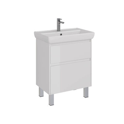 Тумба Lemark COMBI 70 см подвесная/напольная (под ум. Дрея Q70) 2 ящика, цвет корпуса, фасада: Белый глянец LM03C70T
