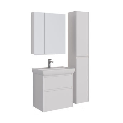 Тумба Lemark COMBI 70 см подвесная/напольная (под ум. Дрея Q70) 2 ящика, цвет корпуса, фасада: Белый глянец LM03C70T