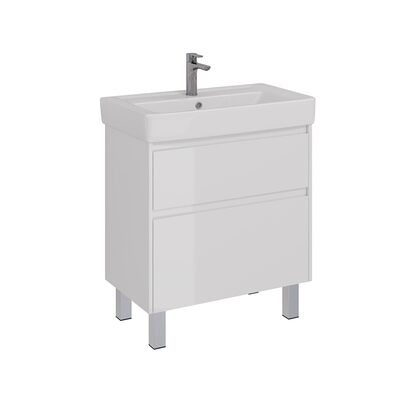 Тумба Lemark COMBI 80 см подвесная/напольная (под ум. Дрея Q80) 2 ящика, цвет корпуса, фасада: Белый глянец LM03C80T