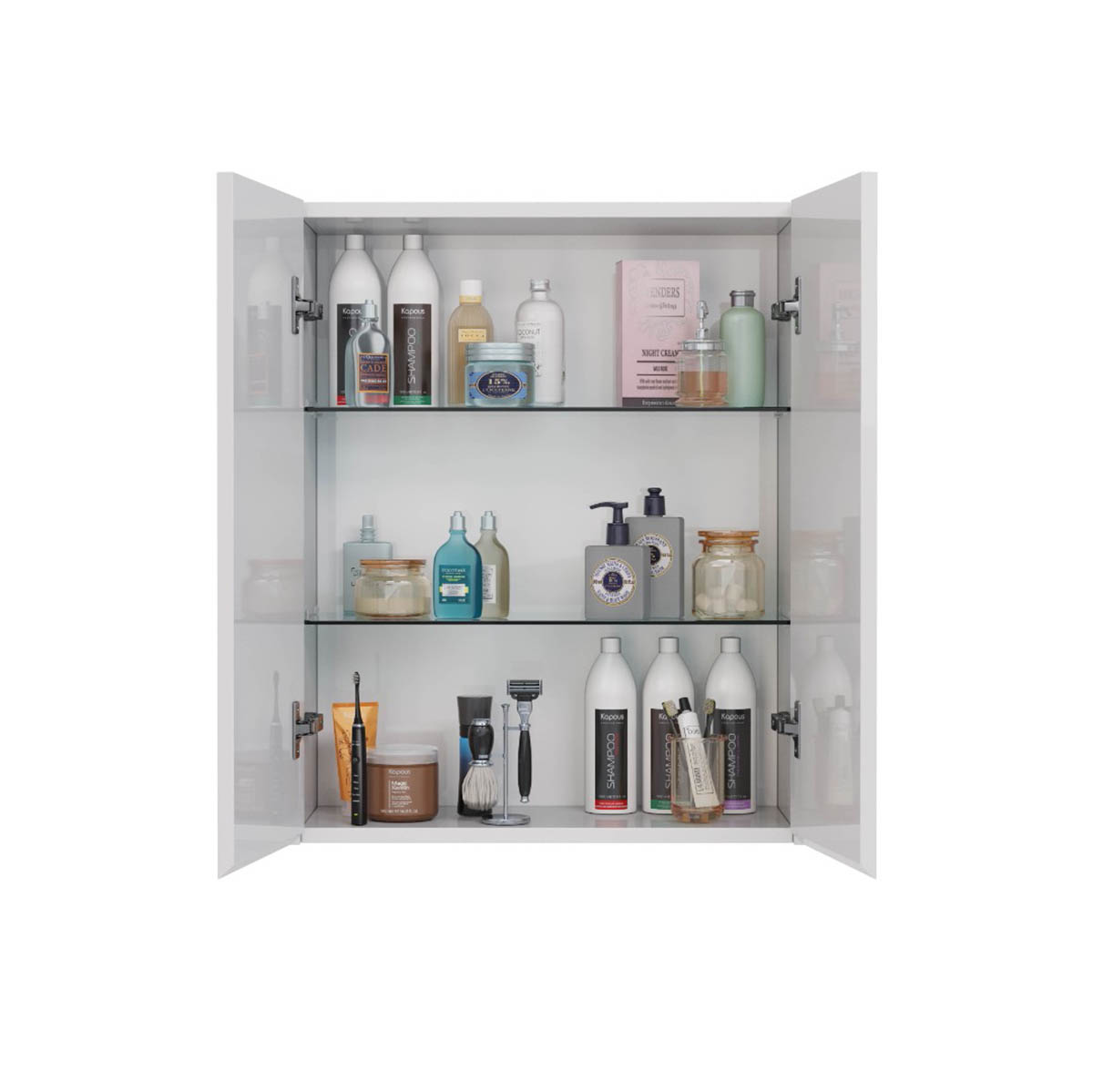Шкаф Lemark COMBI 60 см подвесной, 2-х дверный, цвет корпуса, фасада: Белый глянец LM03C60SH