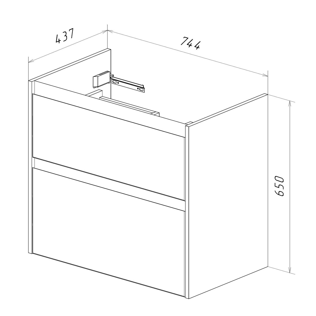 Тумба Lemark COMBI 80 см подвесная/напольная (под ум. Дрея Q80) 2 ящика, цвет фасада: Бетон, цвет корпуса: Белый глянец LM03C80T-Beton