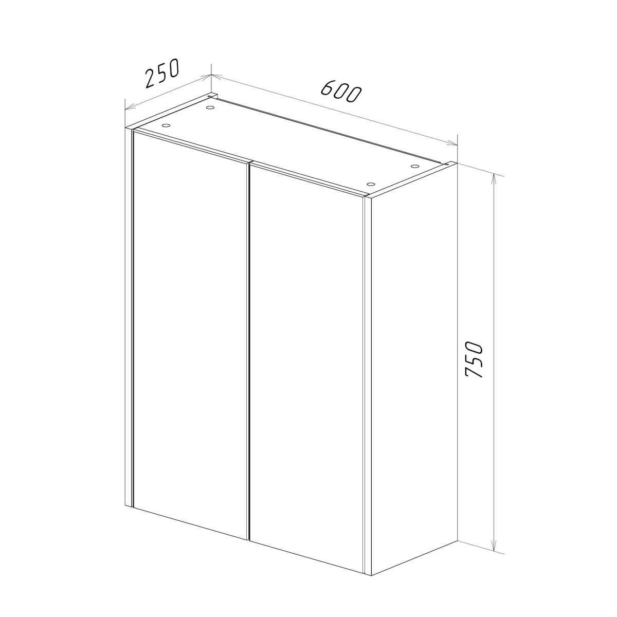Шкаф Lemark COMBI 60 см подвесной, 2-х дверный, цвет фасада: Бетон, цвет корпуса: Белый глянец LM03C60SH-Beton