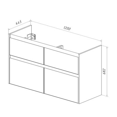 Тумба Lemark COMBI 125 см подвесная/напольная (под двойной ум. Гармония 125)4 ящика, цвет фасада: Дуб кантри, цвет корпуса: Белый глянец LM03C125T-dub