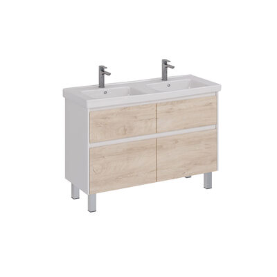 Тумба Lemark COMBI 125 см подвесная/напольная (под двойной ум. Гармония 125)4 ящика, цвет фасада: Дуб кантри, цвет корпуса: Белый глянец LM03C125T-dub