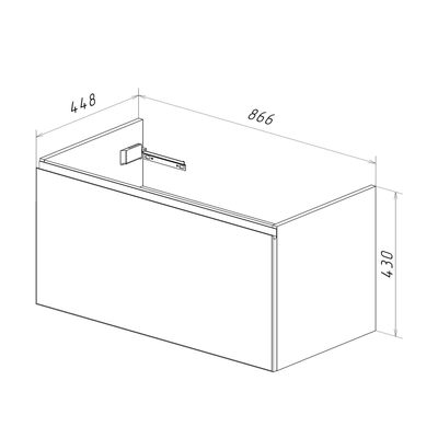 Тумба Lemark VEON MINI 90 см подвесная (под ум. Грес-90 Дрея) 1 ящик, цвет корпуса, фасада: Белый глянец LM02VM90T