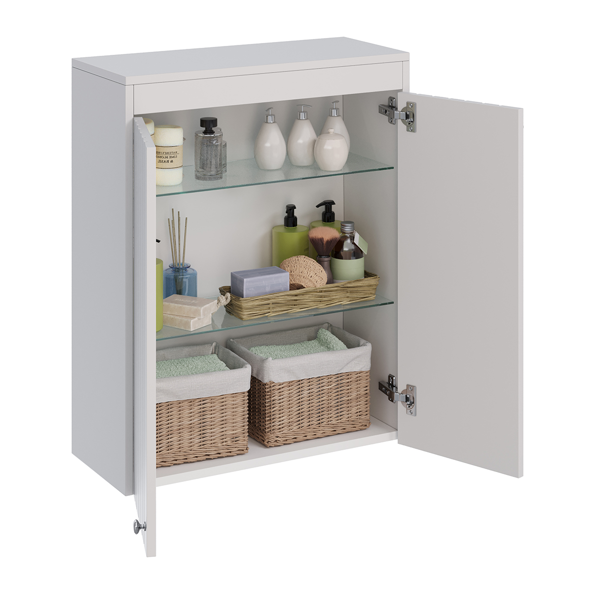 Шкаф Lemark ROMANCE 60 см подвесной, 2-х дверный, цвет корпуса, фасада: Белый глянец LM07R35SH