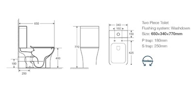 Унитаз-компакт безободковый HOLLER TOKO (650*340*770мм, сиденье дюропласт с микролифтом, арматура 2-х режимная)  (2 места) белый