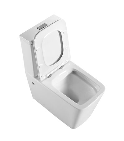 Унитаз-компакт безободковый HOLLER BOX  (640*340*830мм, сиденье дюропласт с микролифтом, арматура 2-х режимная)  (2 места) белый