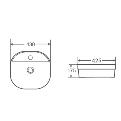 Раковина накладная DK Quadro DT1510916, 430*425*175мм, белый