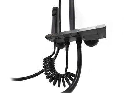 Душевая система SANTREK AQUA-1250 PRESTIGE (SAP-1250)  шар. d-28 с верхним душем, смесителем, гигиен лейкой (черный)