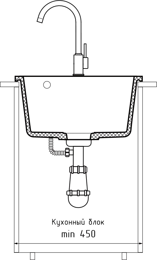 Мойка GRANFEST URBAN UR-644 440*490мм 1 чаша (белый)