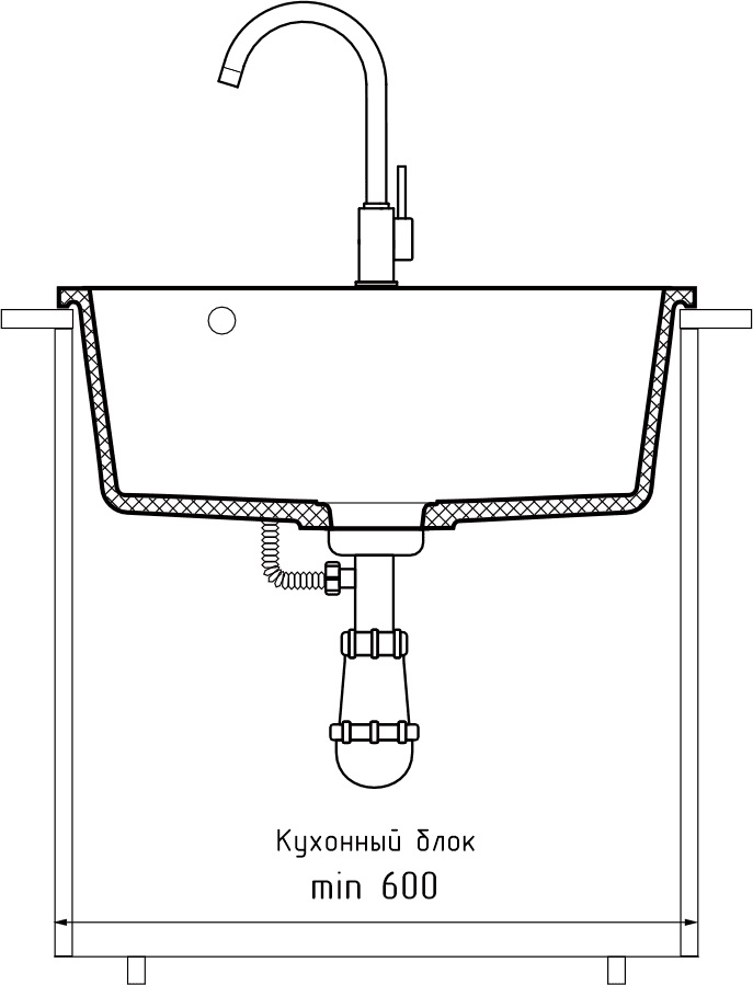 Мойка GRANFEST URBAN UR-658 580*490мм 1 чаша (песочный)